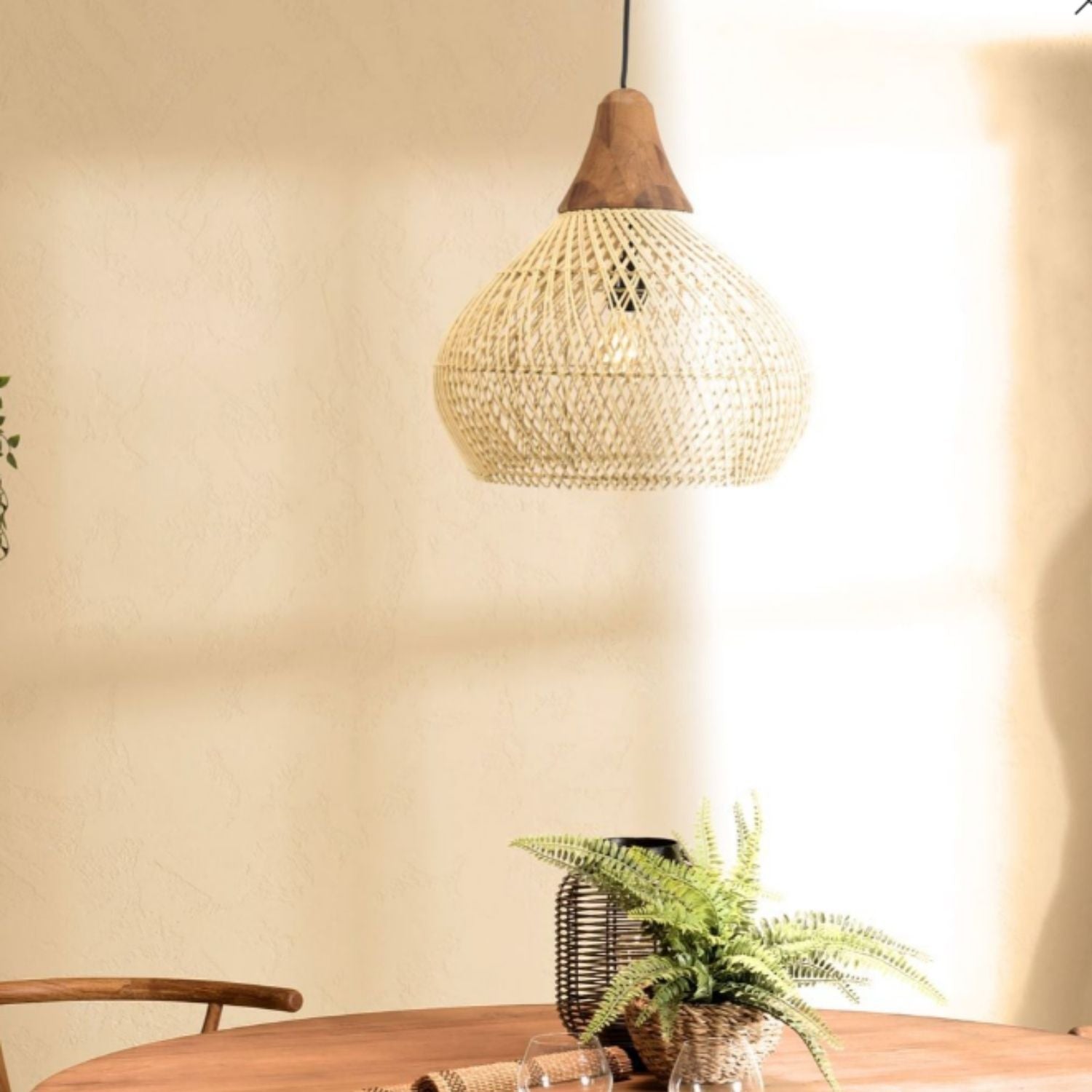 Étereo | NATURAL BOHO RATTAN PENDANT LAMP 50CM WABI SABI LIVING ROOM