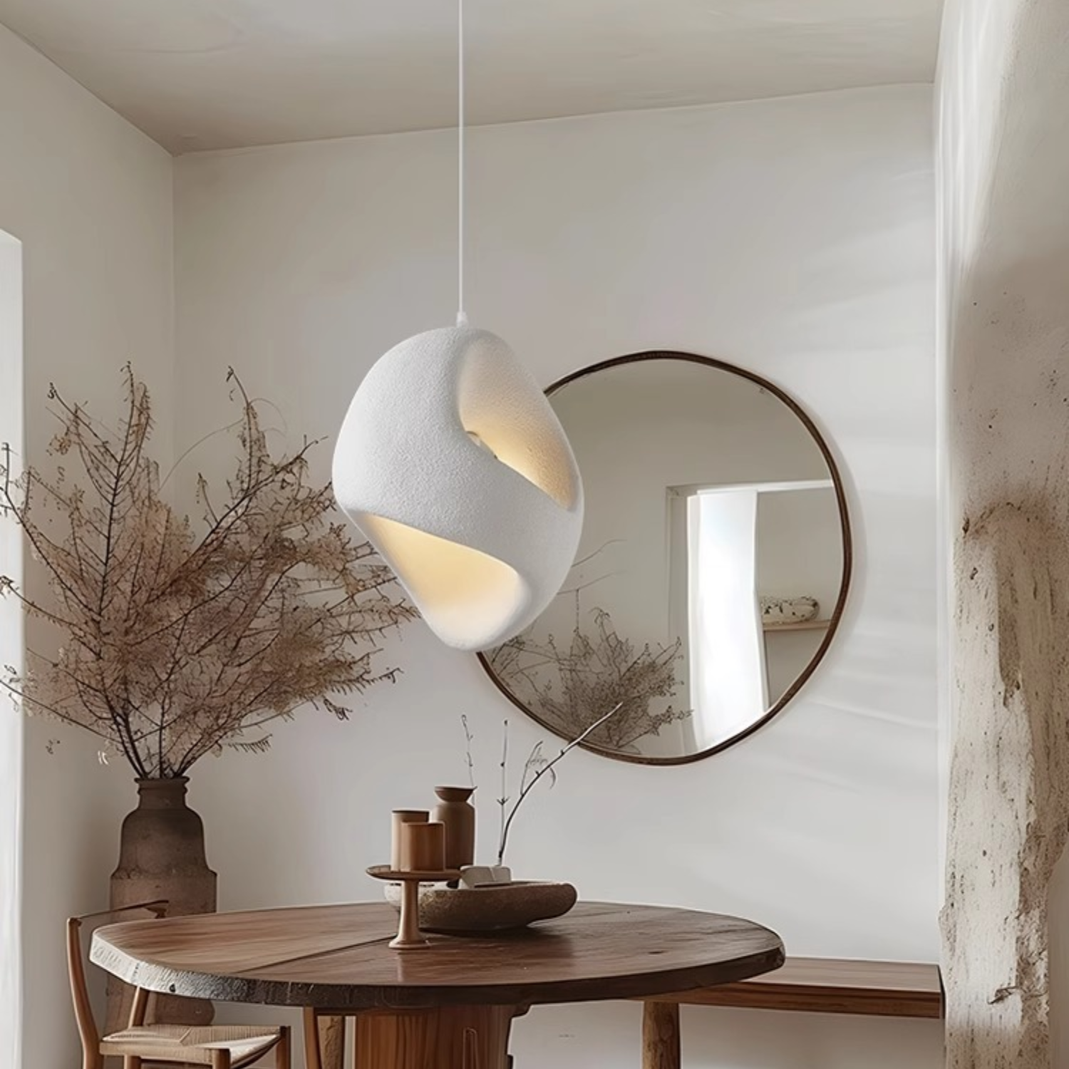 Zen Iki | CREAM JAPANDI TEXTURED PENDANT LAMP 150CM WABI SABI LIVING ROOM DINING ROOM