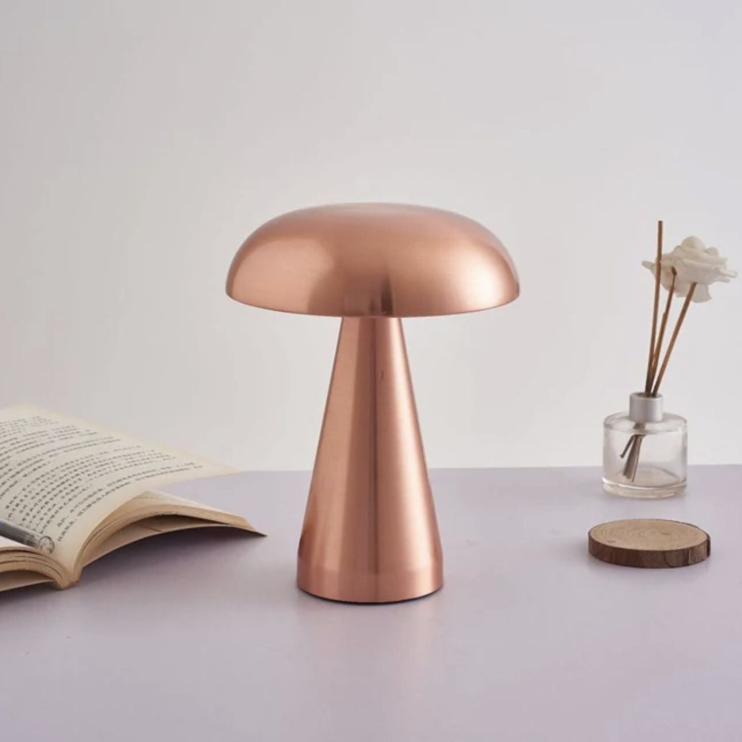 Aurora | ROSE GOLD MODERN RECHARGEABLE LED TABLE LAMP HOME OFFICE LIGHTING