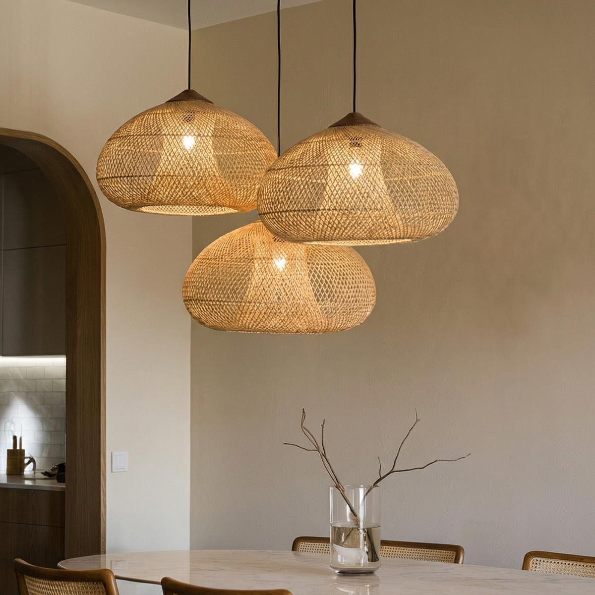 Ethereal | NATURAL BOHO RATTAN PENDANT LAMP 80CM LIVING ROOM DINING ROOM LIGHT