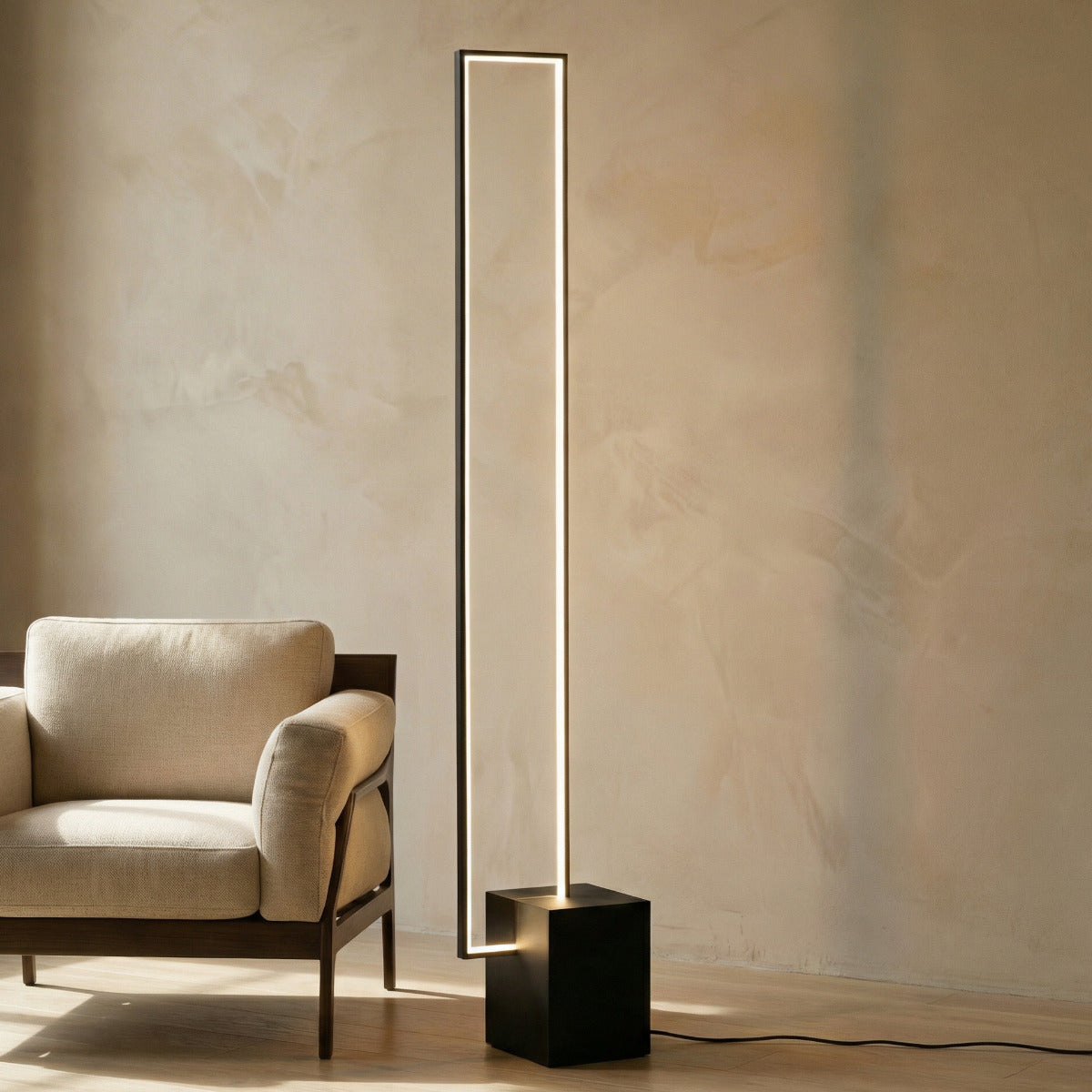 Astra | BLACK MODERN INDUSTRIAL LED FLOOR LAMP LIVING ROOM BEDROOM